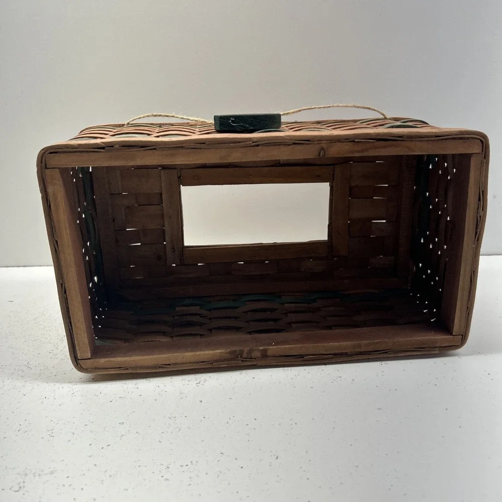 Longaberger Style‎ - Woven Wood Tissue Box Cover Heart Charm Basket Decor